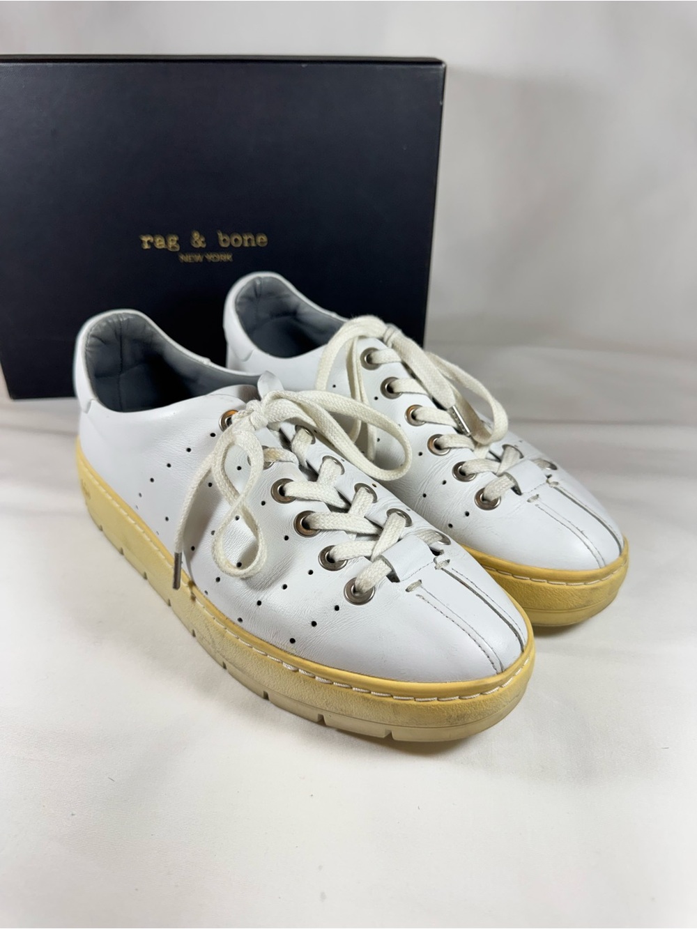 Rag & Bone Linden Chunky Platform White Leather Sneakers Shoes Women’s 9 39 EUC